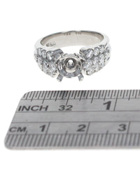 Fluted Three Row Diamond Semi Mount Ring