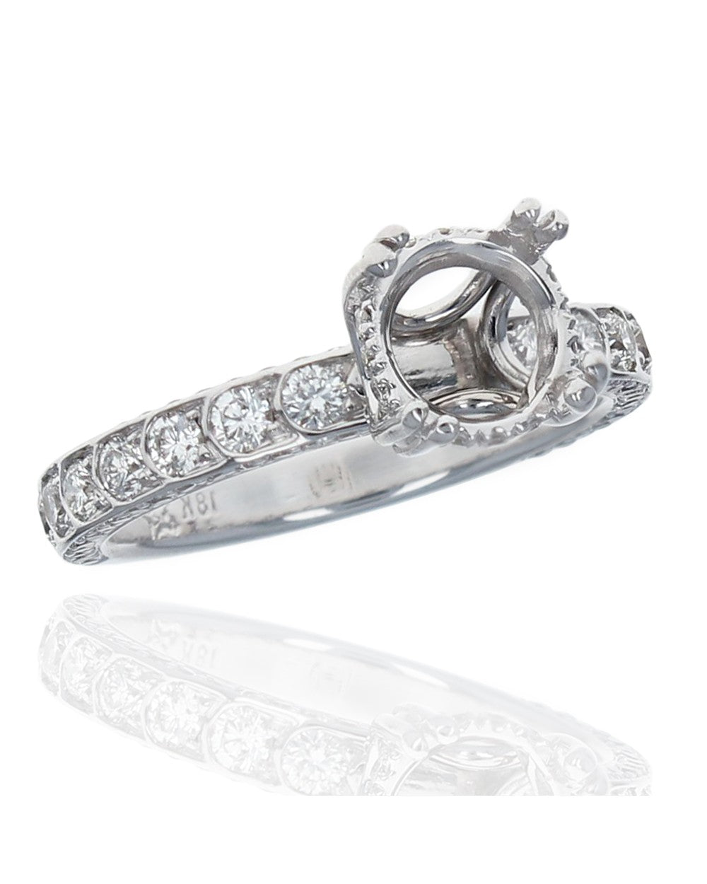 Diamond Semi Mount Ring with Pave Sides