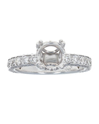 Diamond Semi Mount Ring with Pave Sides