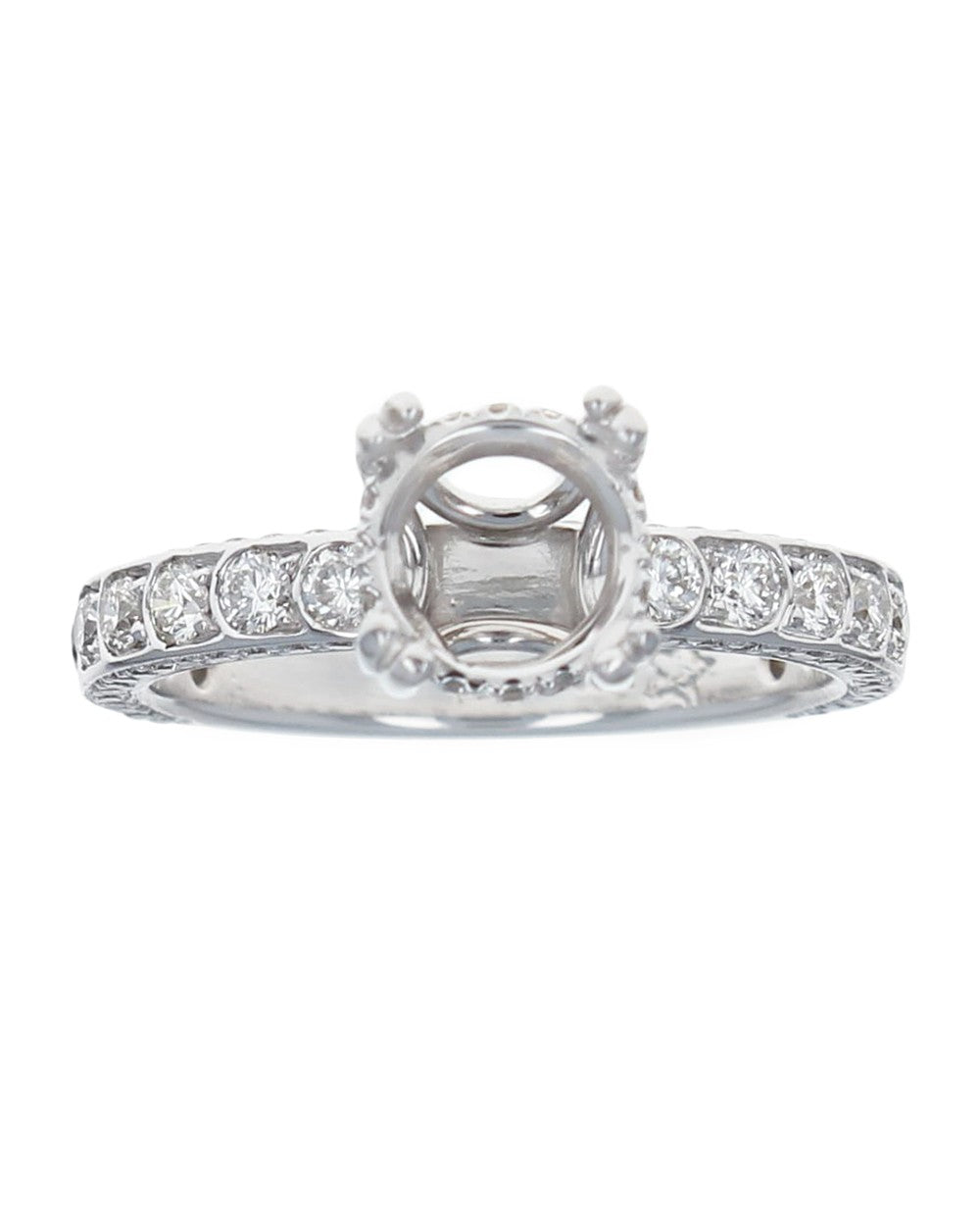 Diamond Semi Mount Ring with Pave Sides