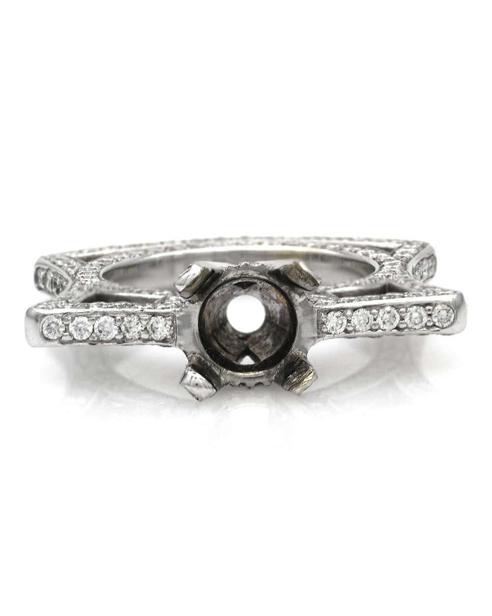 3.34ctw Diamond Flat Cut Out Semi Mount in White Gold
