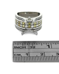 4 Row Alternating Irradiated Fancy Yellow and White Diamond Semi Mounting in Platinum