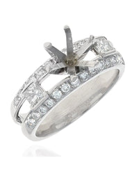 Princess and Round Diamond Split Shank Semi Mount