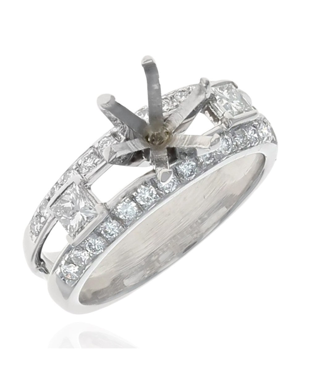 Princess and Round Diamond Split Shank Semi Mount