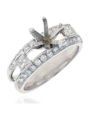 Princess and Round Diamond Split Shank Semi Mount