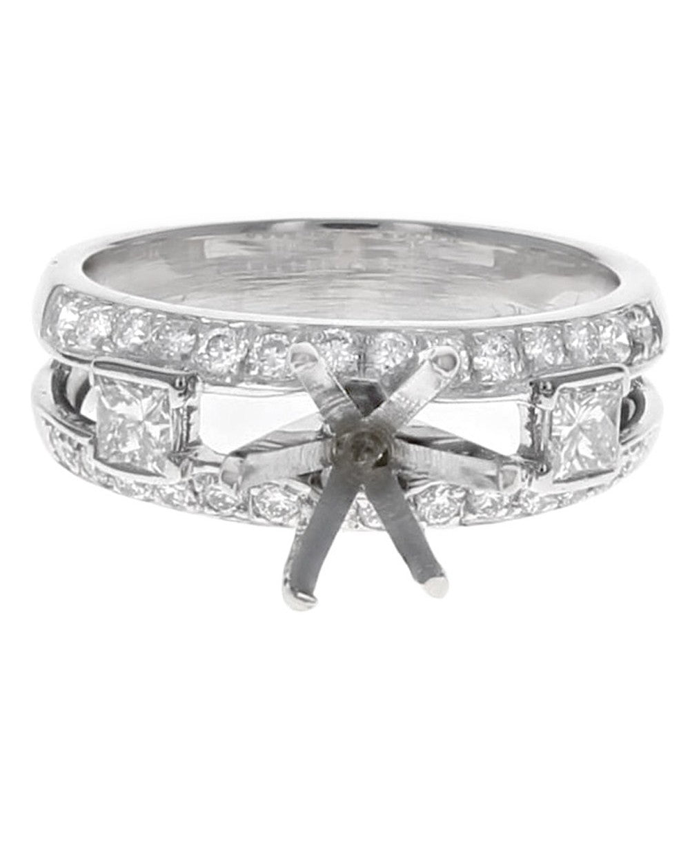 Princess and Round Diamond Split Shank Semi Mount