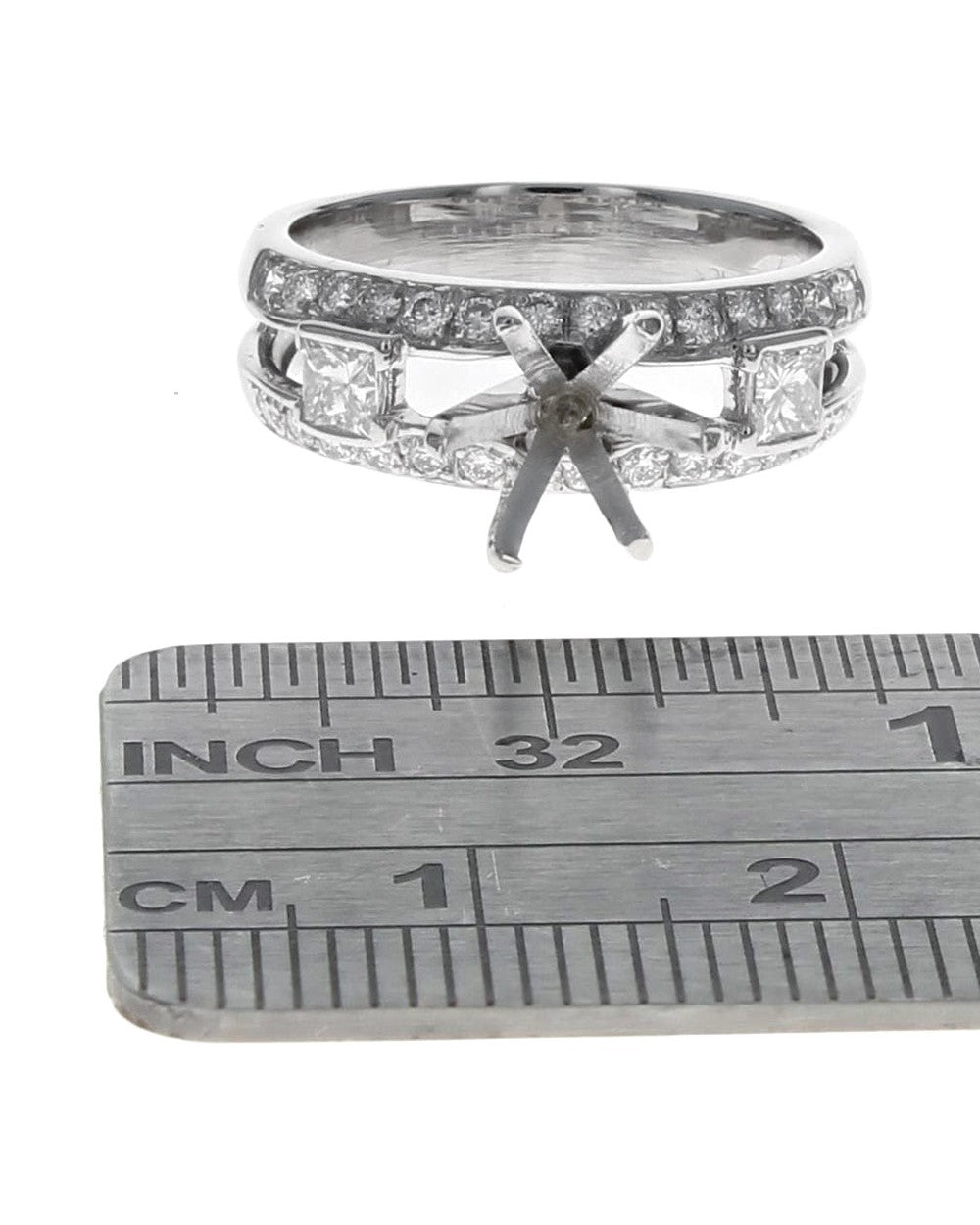 Princess and Round Diamond Split Shank Semi Mount