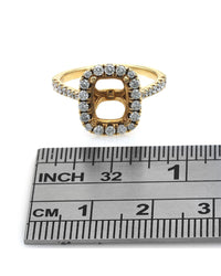 Diamond Rectangular Halo Semi Mount in Yellow Gold