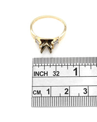 Baguette Diamond Semi Mount Ring in Gold