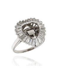 Baguette Diamond Heart Platinum Ring