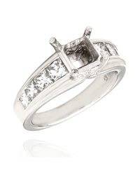 Princess Diamond Bridal Engagement Ring Mounting in Platinum