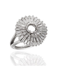Baguette Diamond Spiral Engagement Ring Mounting in Platinum