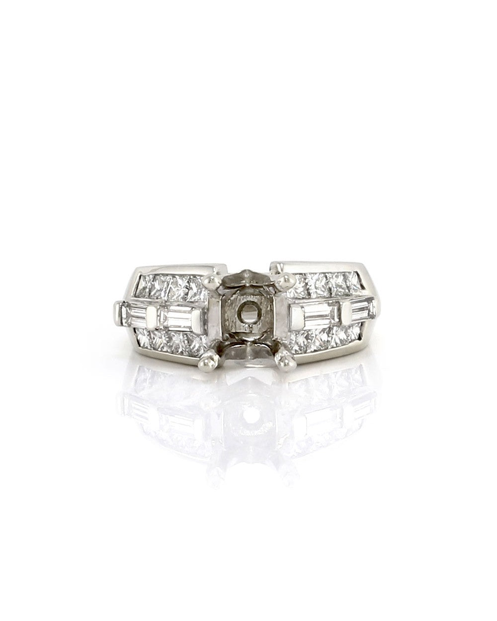 Princess and Baguette Diamond Ring Mounting in Gold