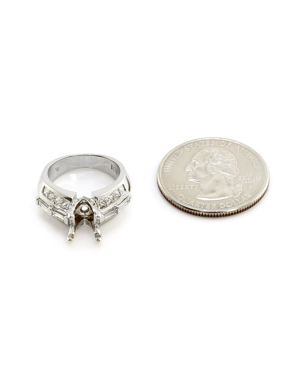 Princess and Baguette Diamond Ring Mounting in Gold