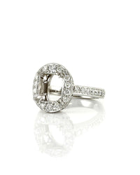 Pave Diamond Halo Ring Mounting in Platinum