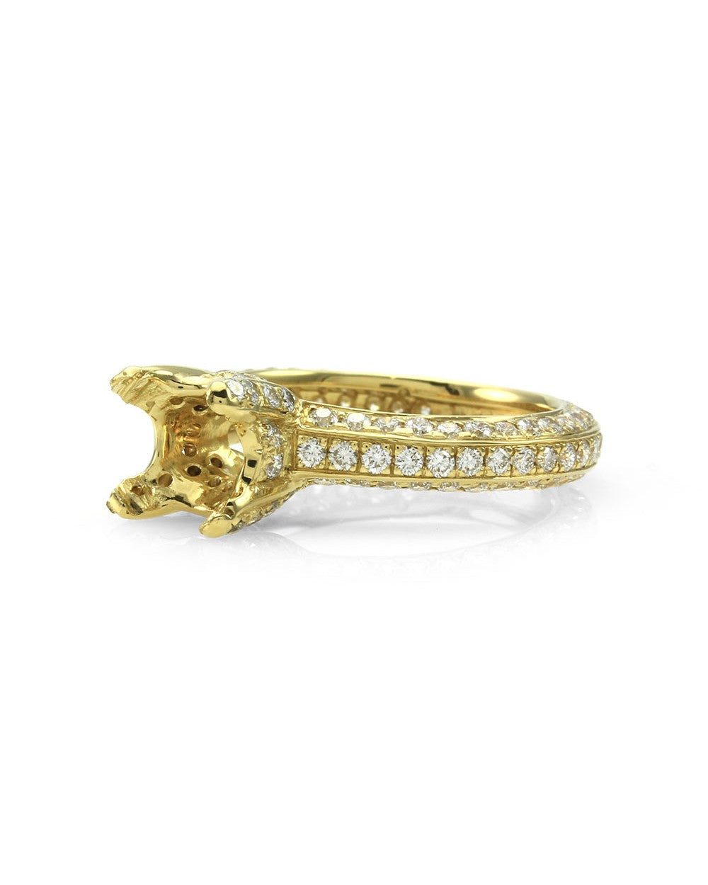 Pave Diamond Bridal Engagement Ring Mounting in Gold