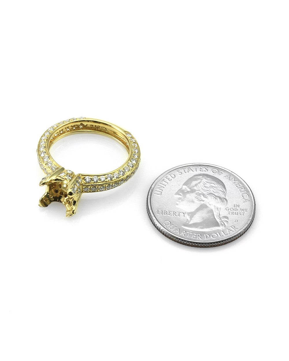 Pave Diamond Bridal Engagement Ring Mounting in Gold