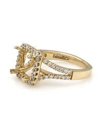 Gabriel & Co Split Shank Diamond Halo Mounting in 14ky