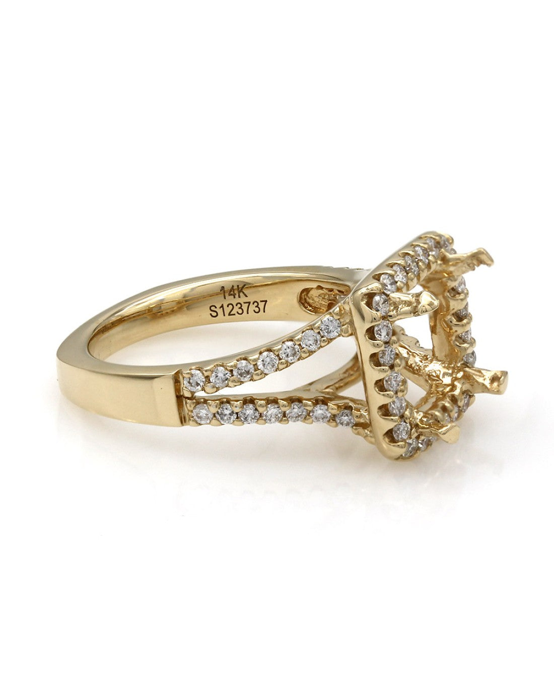 Gabriel & Co Split Shank Diamond Halo Mounting in 14ky