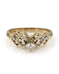 Double Chevron Channel Set Diamond Mounting in 14ky