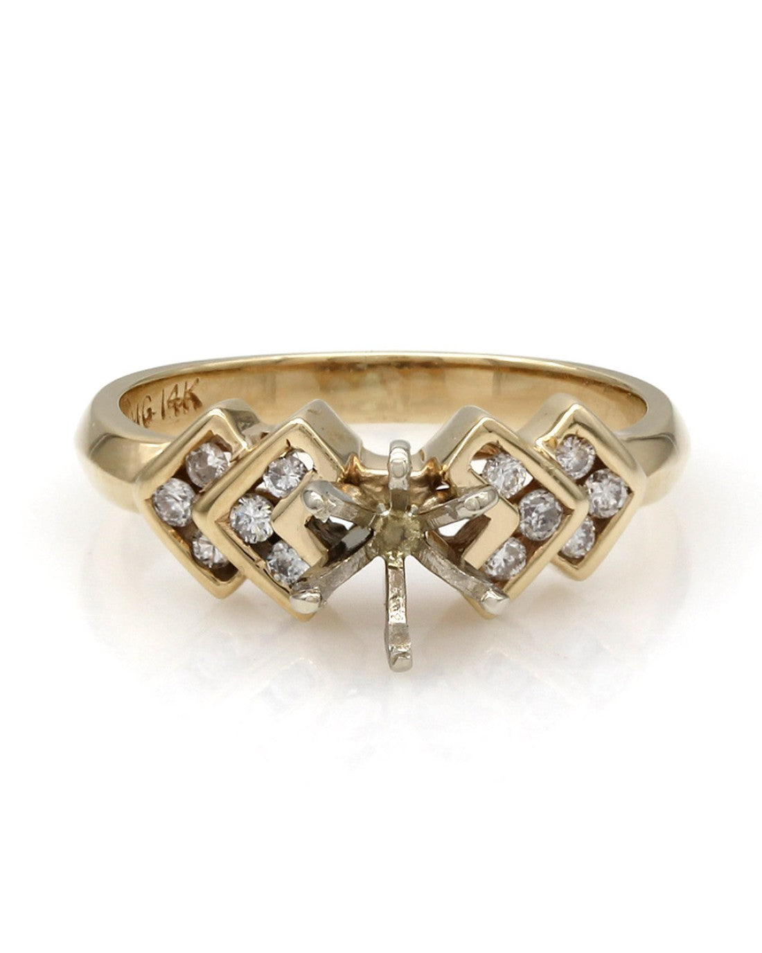 Double Chevron Channel Set Diamond Mounting in 14ky