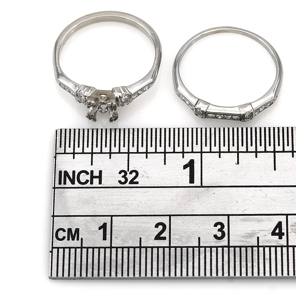Two Piece, Vintage Single Cut Diamond Mounting in White Gold