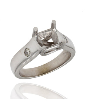 Flush Set, Two Stone, Round Diamond Mounting in 14k White Gold