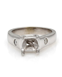 Flush Set, Two Stone, Round Diamond Mounting in 14k White Gold