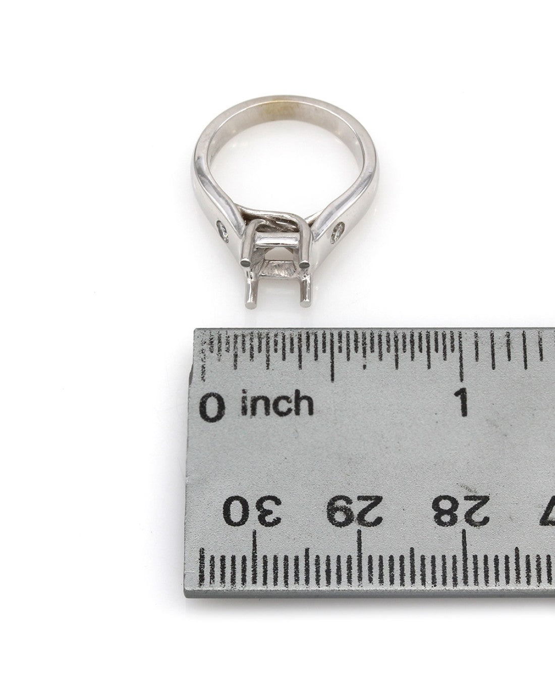 Flush Set, Two Stone, Round Diamond Mounting in 14k White Gold