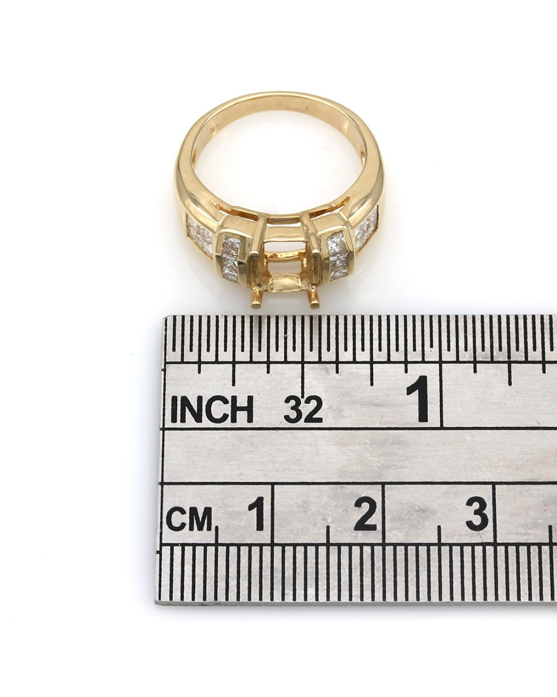 Channel Set Princess Diamond Mounting in 14k Yellow Gold