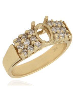Three Row, Prong Set, Diamond Mounting in 14k Yellow Gold