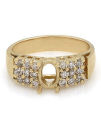 Three Row, Prong Set, Diamond Mounting in 14k Yellow Gold