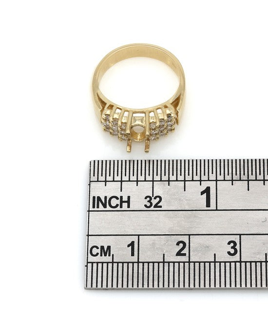 Three Row, Prong Set, Diamond Mounting in 14k Yellow Gold
