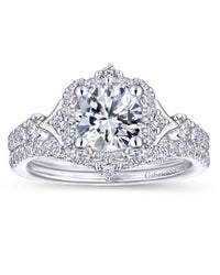 Gabriel & Co Round Halo Diamond Mounting in 14k White Gold