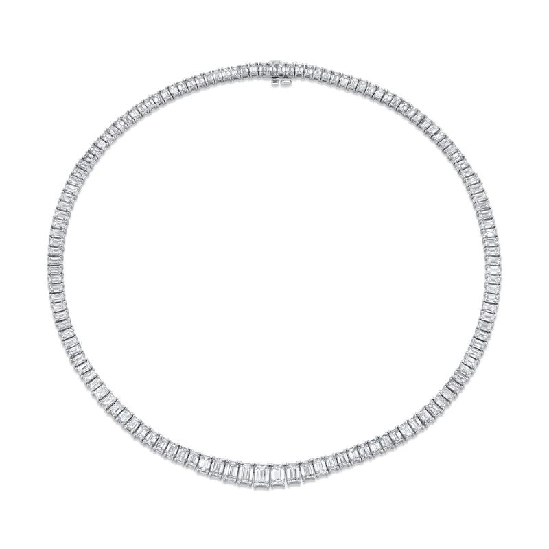 Graduating Emerald Cut Diamond Necklace