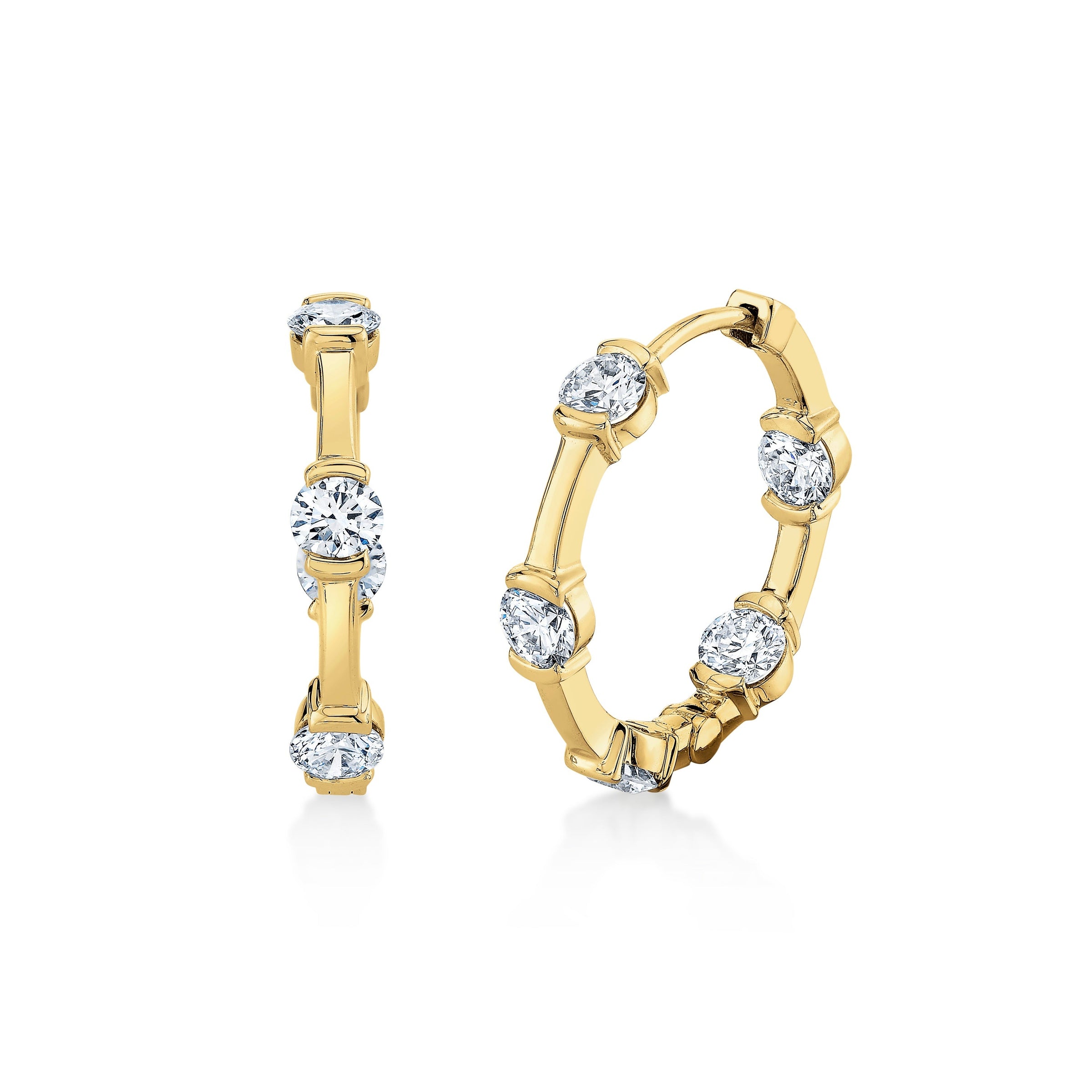 Station Diamond Hoop Earrings
