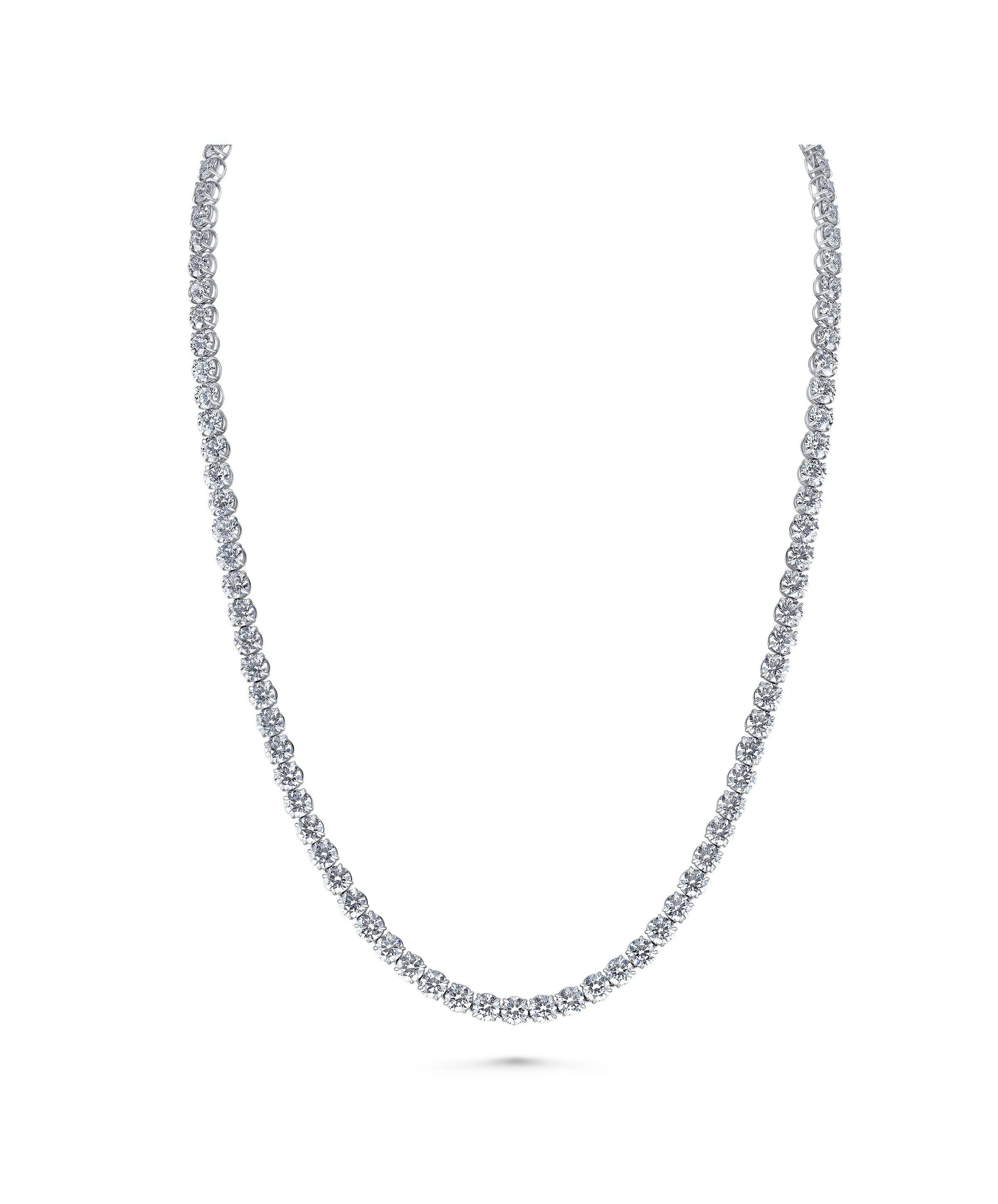Classic Opera 4-Prong Round Diamond Necklace - Platinum