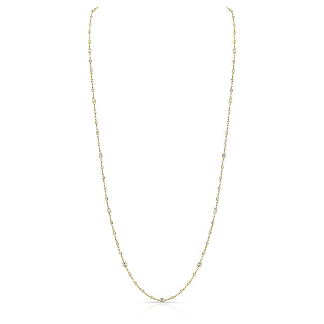 14 Carat Rose Gold Emerald Cut Diamonds by the Yard Necklace