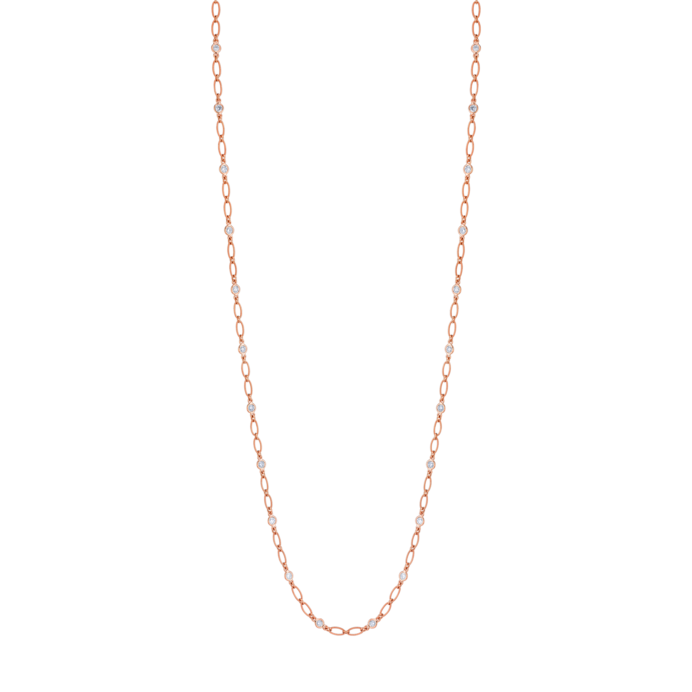 4 Carat White Yellow Rose Gold Round Brilliant Diamonds By the Yard Necklace