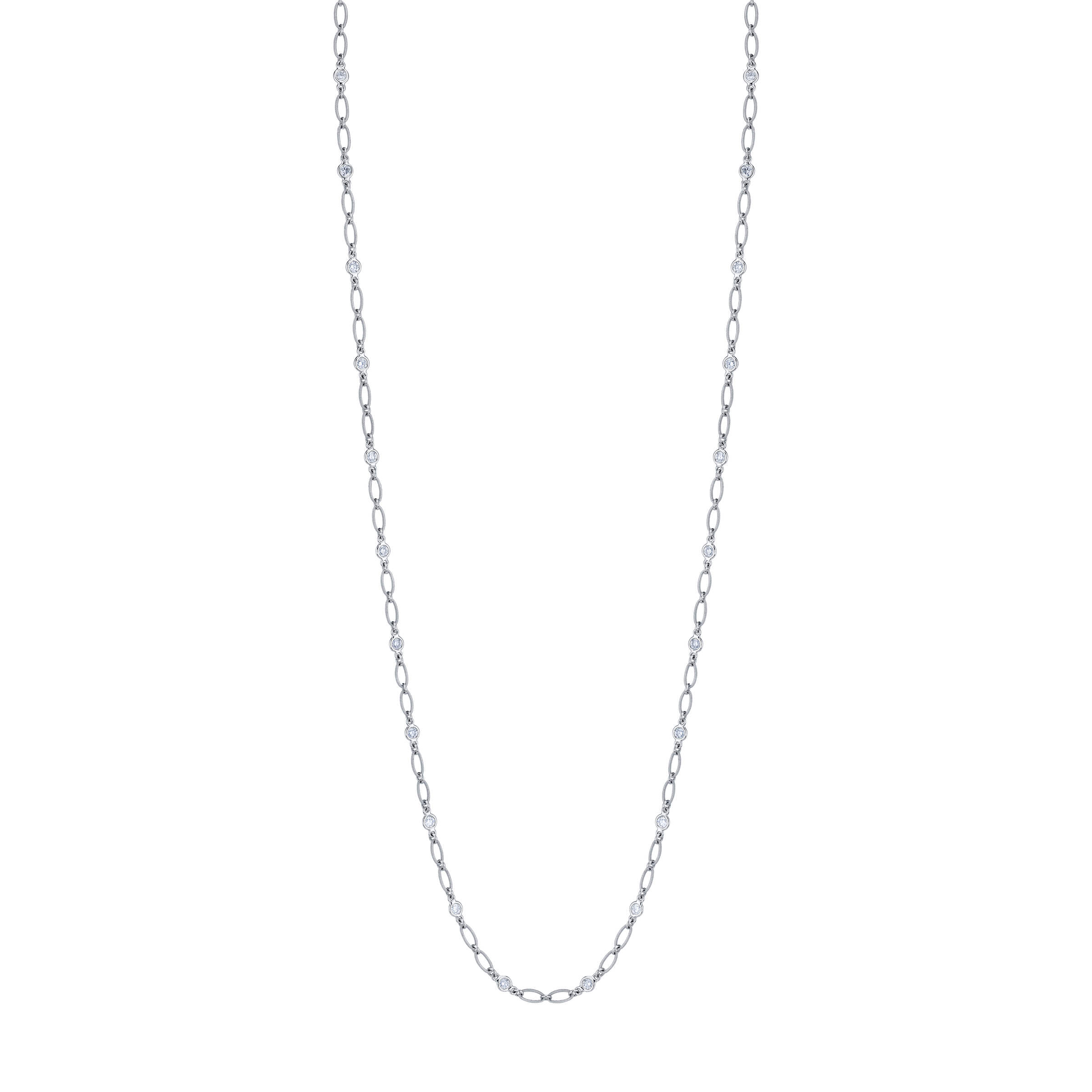 4 Carat White Yellow Rose Gold Round Brilliant Diamonds By the Yard Necklace
