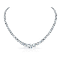 32 Carat Graduated Diamond Riviera 3-Prong Necklace