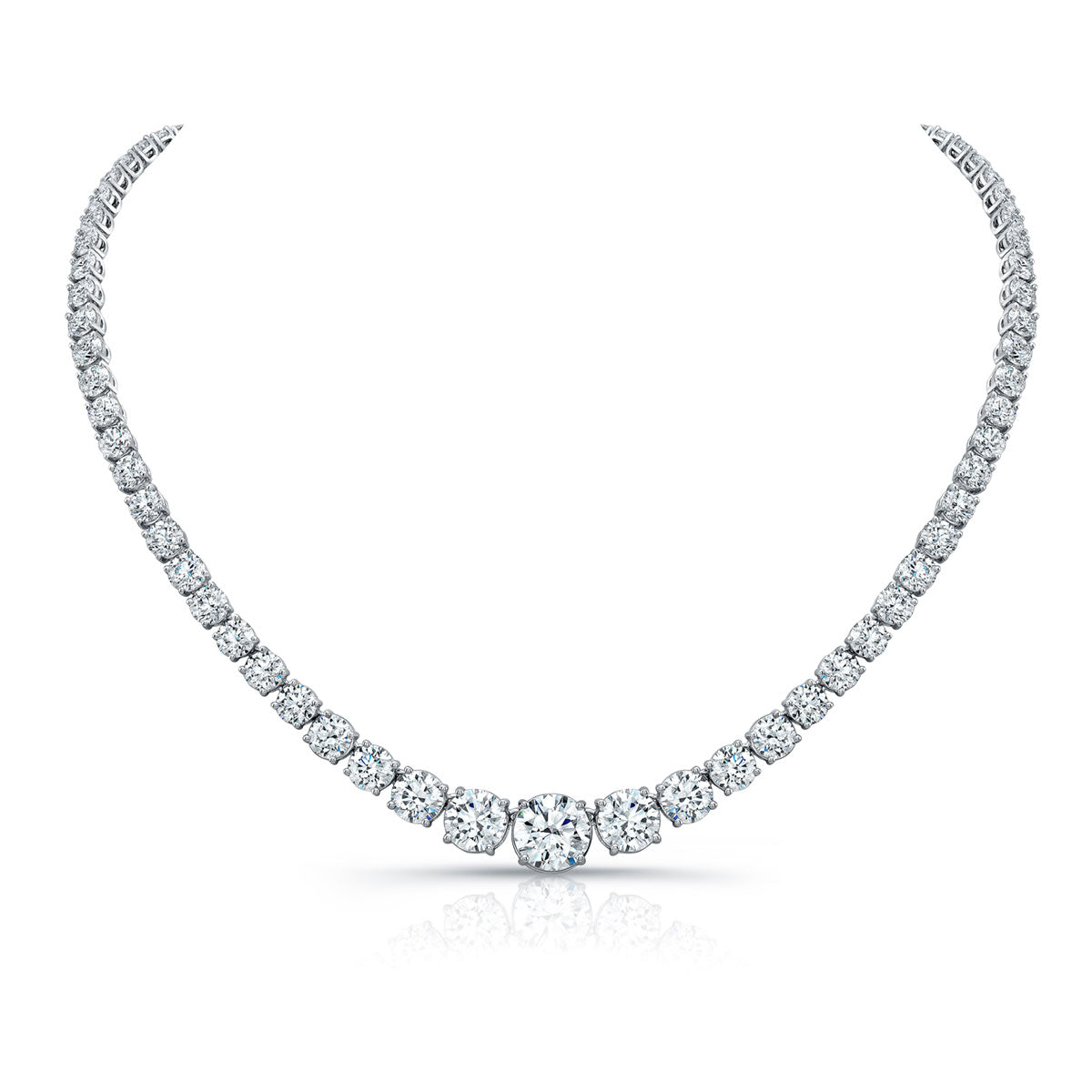 32 Carat Graduated Diamond Riviera 3-Prong Necklace