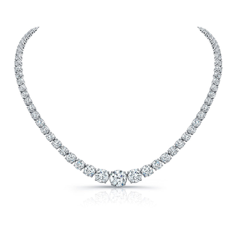 32 Carat Graduated Diamond Riviera 3-Prong Necklace