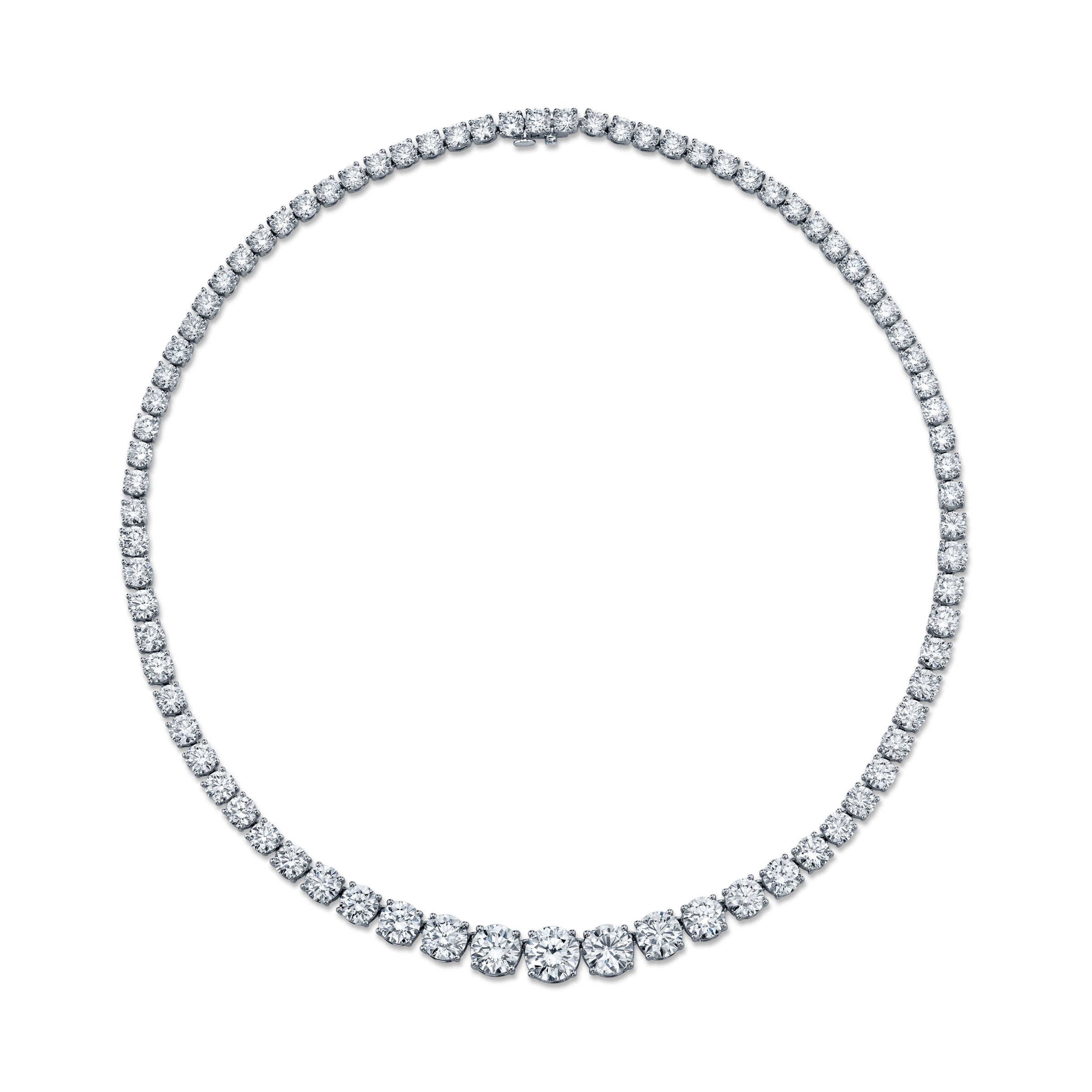 32 Carat Graduated Diamond Riviera 3-Prong Necklace
