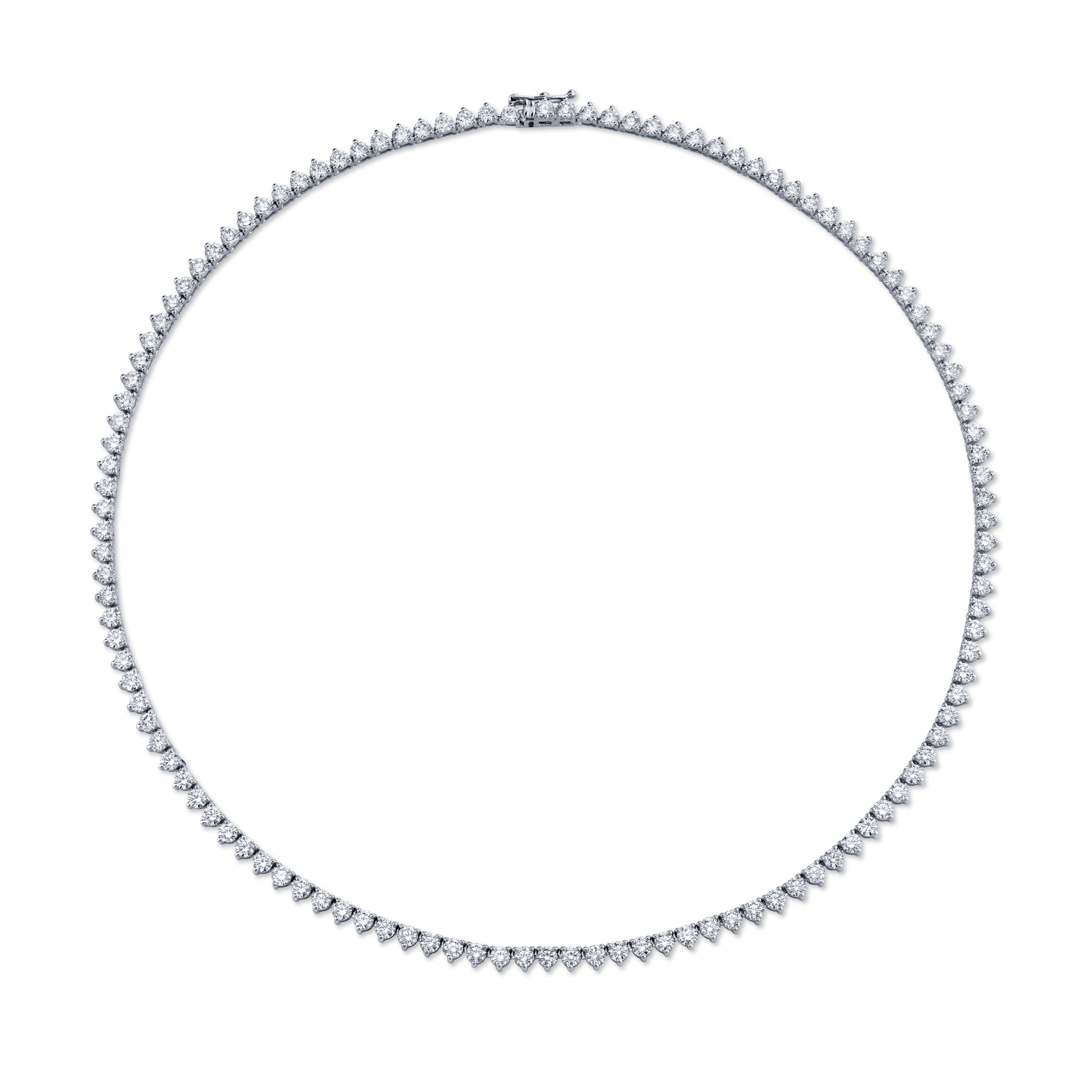 Straight Line 3.0mm Round Diamond 3-prong Necklace