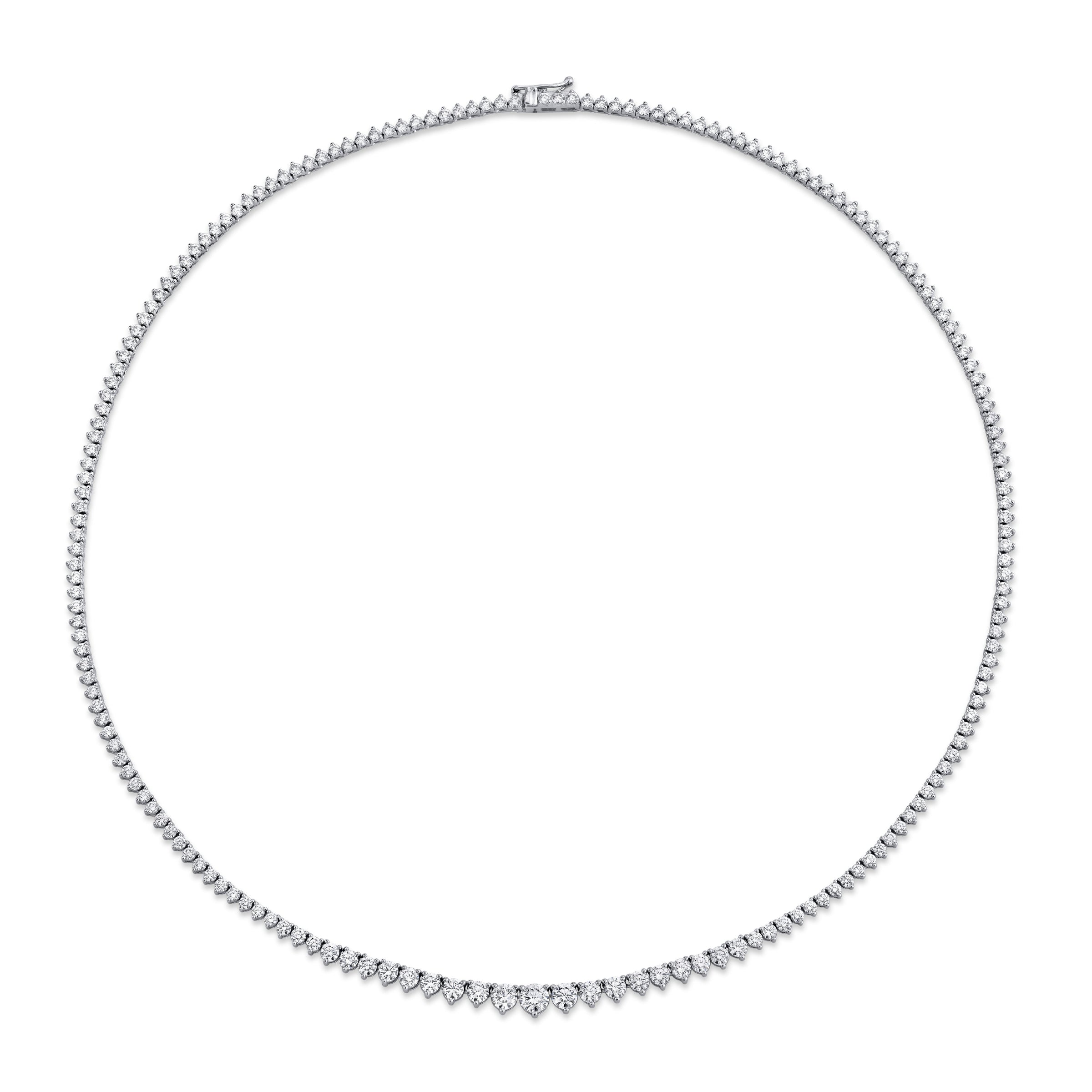 5 Carat Graduated Diamond Riviera 3-Prong Necklace