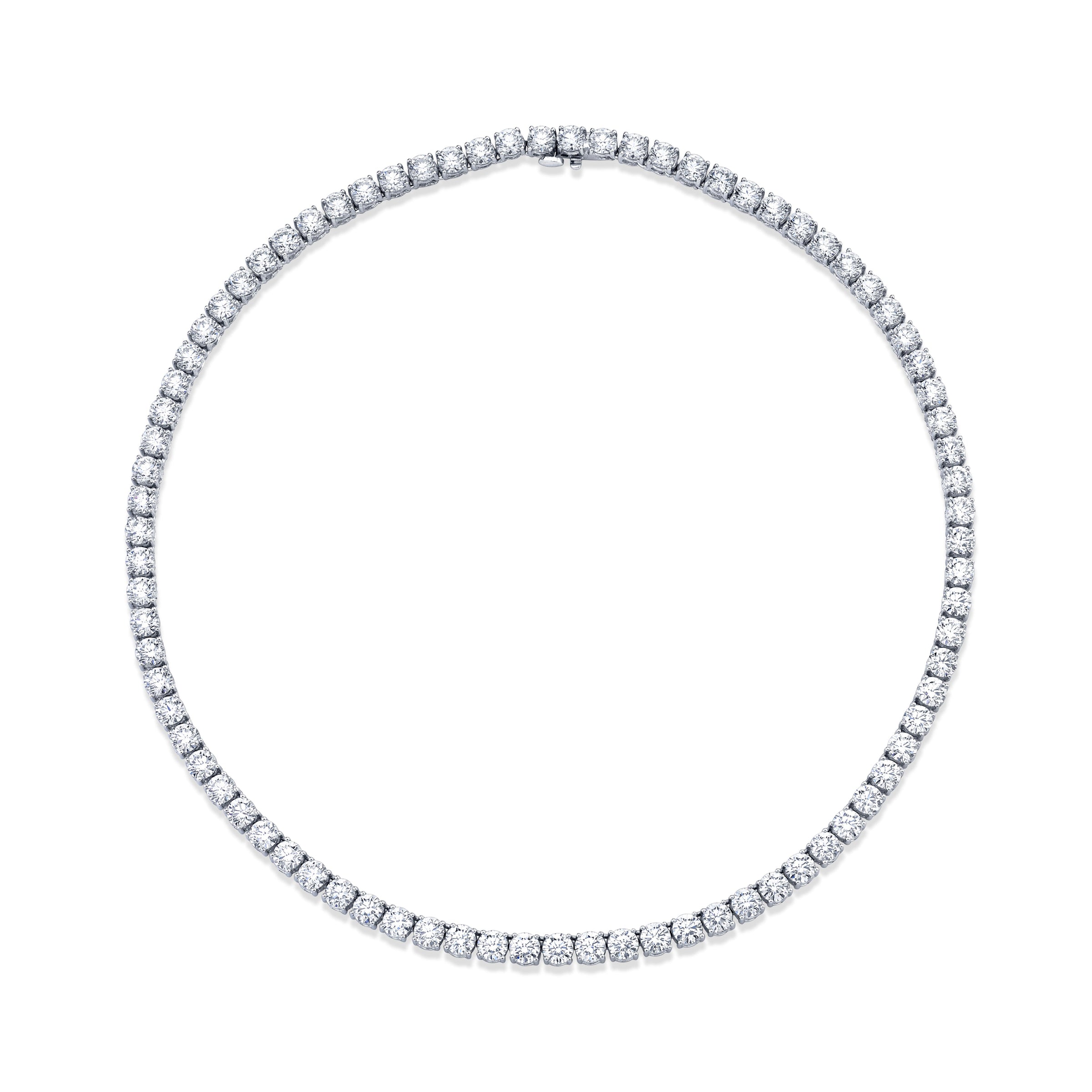 Straight Line 4.0mm Round Diamond 4-prong Necklace