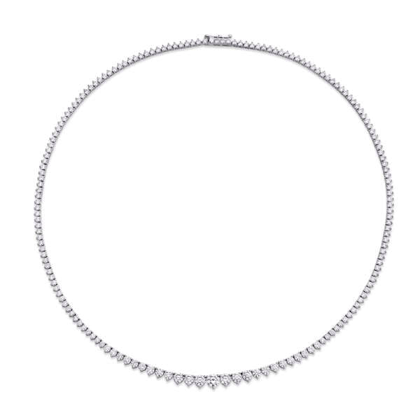 7 Carat Graduated Diamond Riviera 3-Prong Necklace