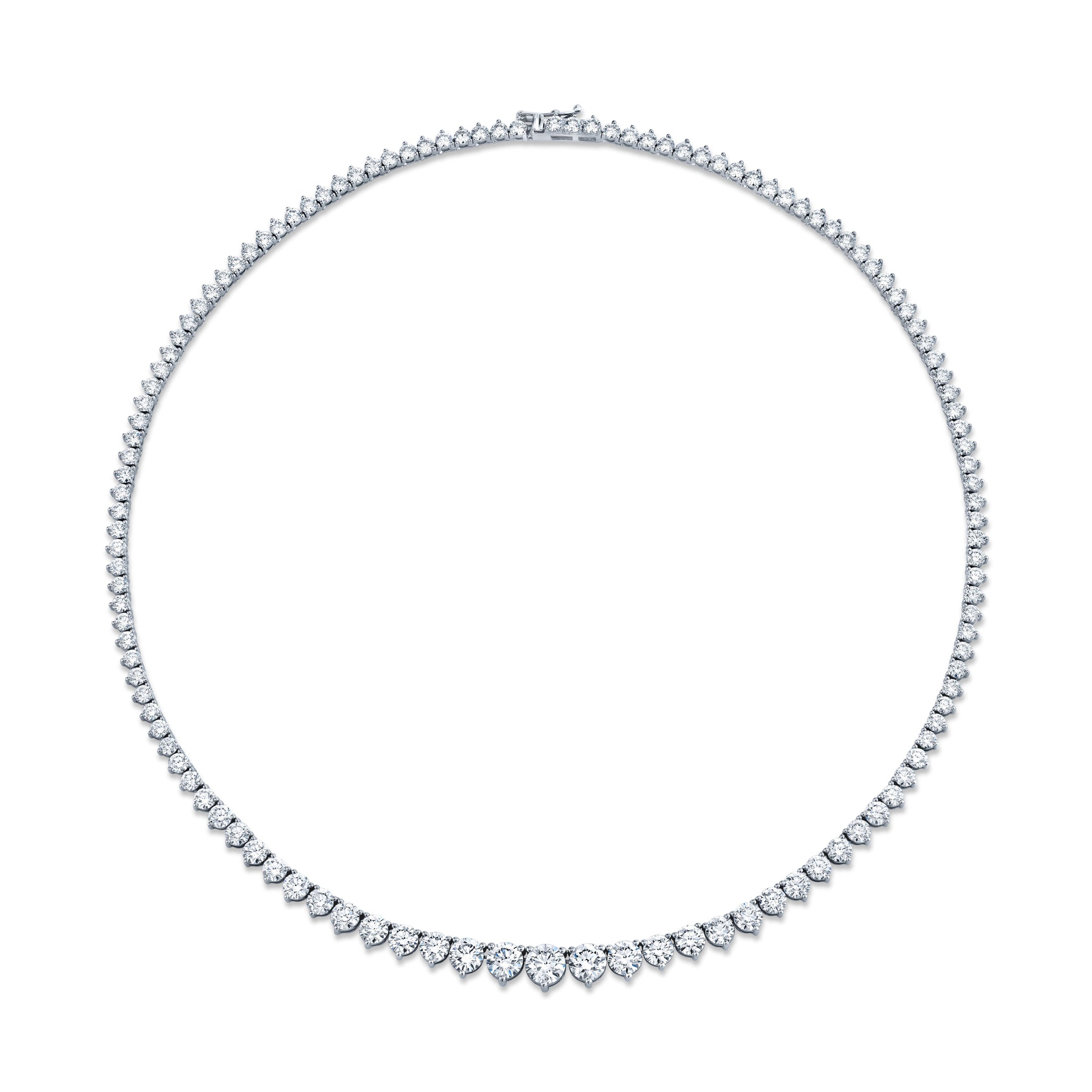9 Carat Graduated Diamond Riviera 3-Prong Necklace