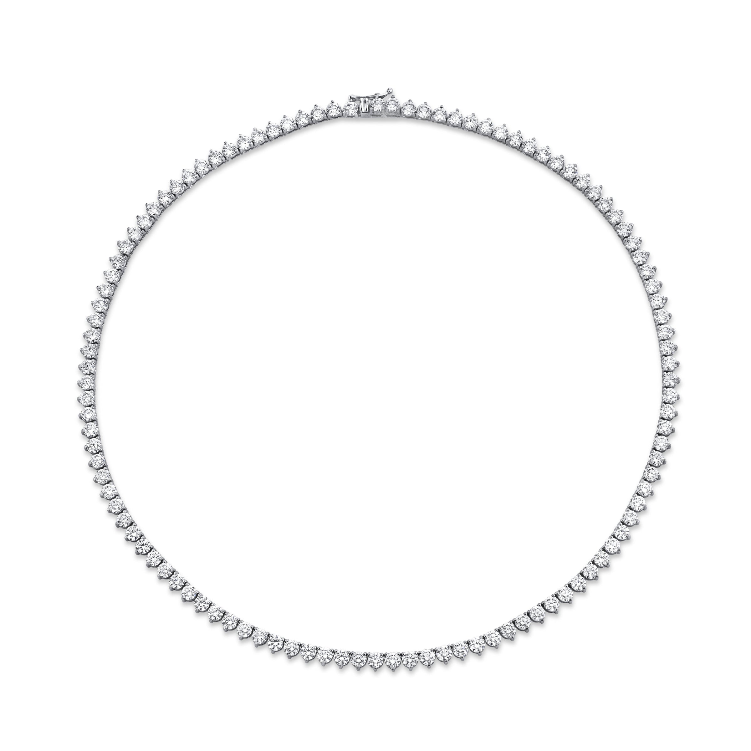 Straight Line 3.5mm Round Diamond 3-prong Necklace